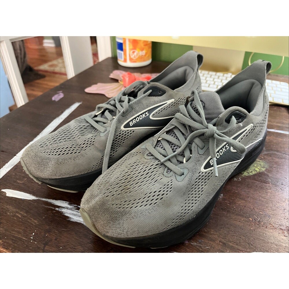 Brooks Glycerin 22 Shoes Mens Size 9 Primer Gray Ebony Bluewash Running Athletic
